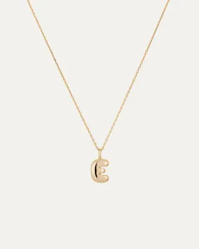 14K Gold Bubble Letter Necklace - E