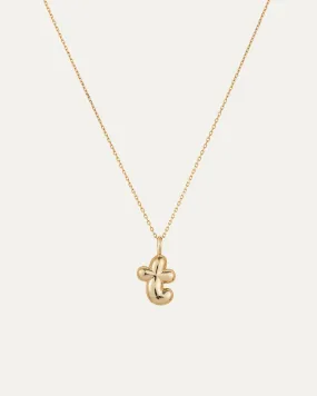 14K Gold Bubble Letter Necklace - T