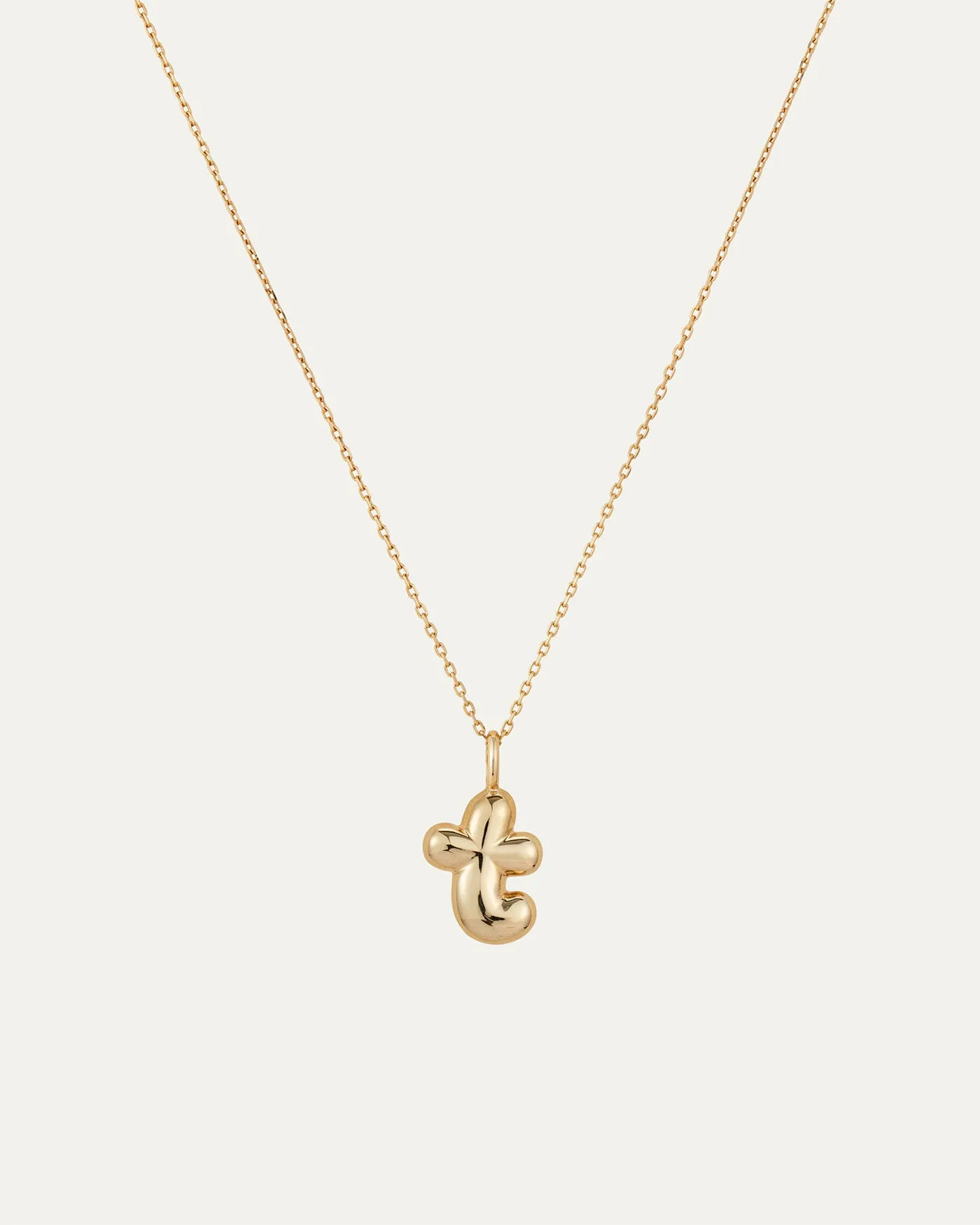 14K Gold Bubble Letter Necklace - T