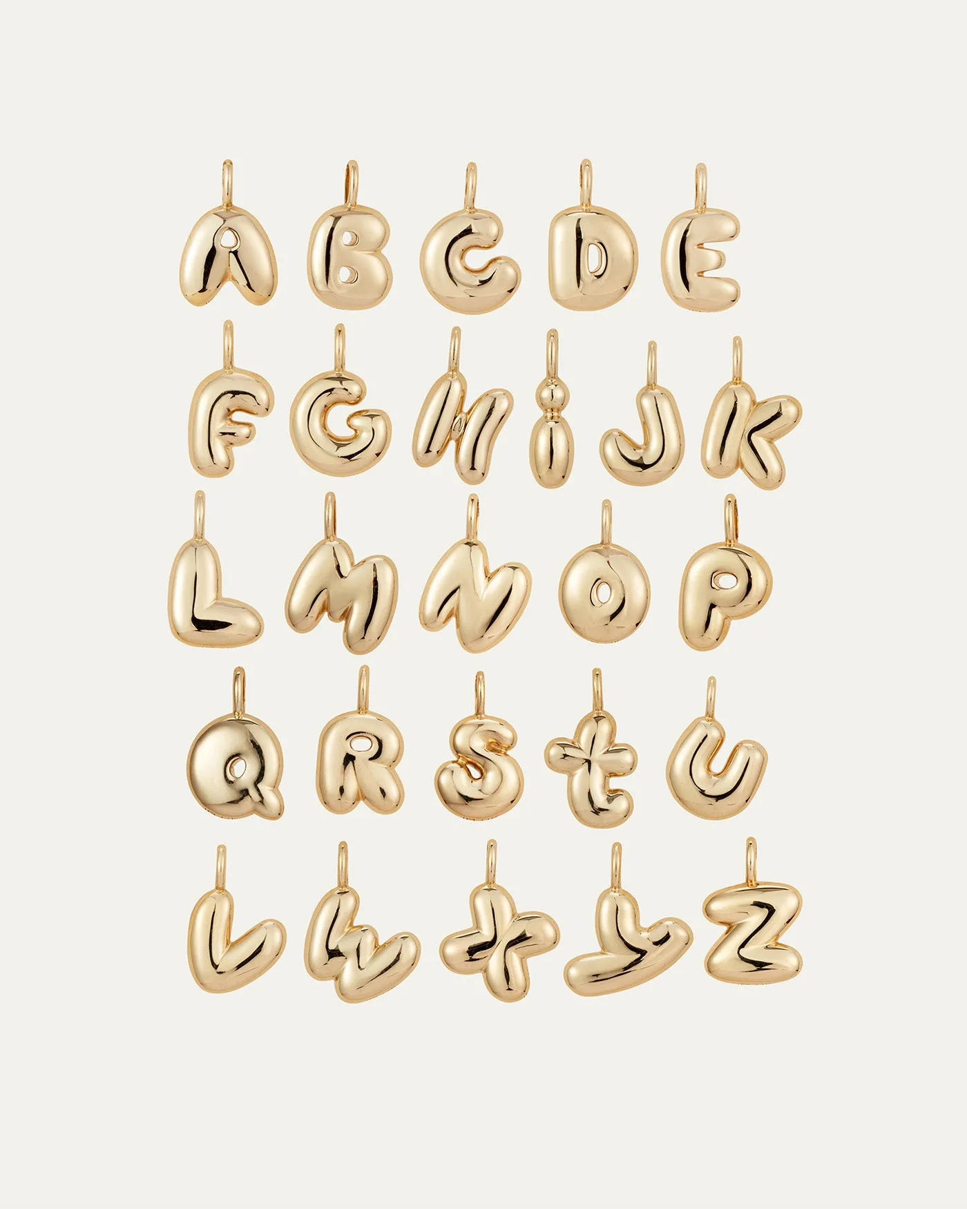 14K Gold Bubble Letter Necklace - Y