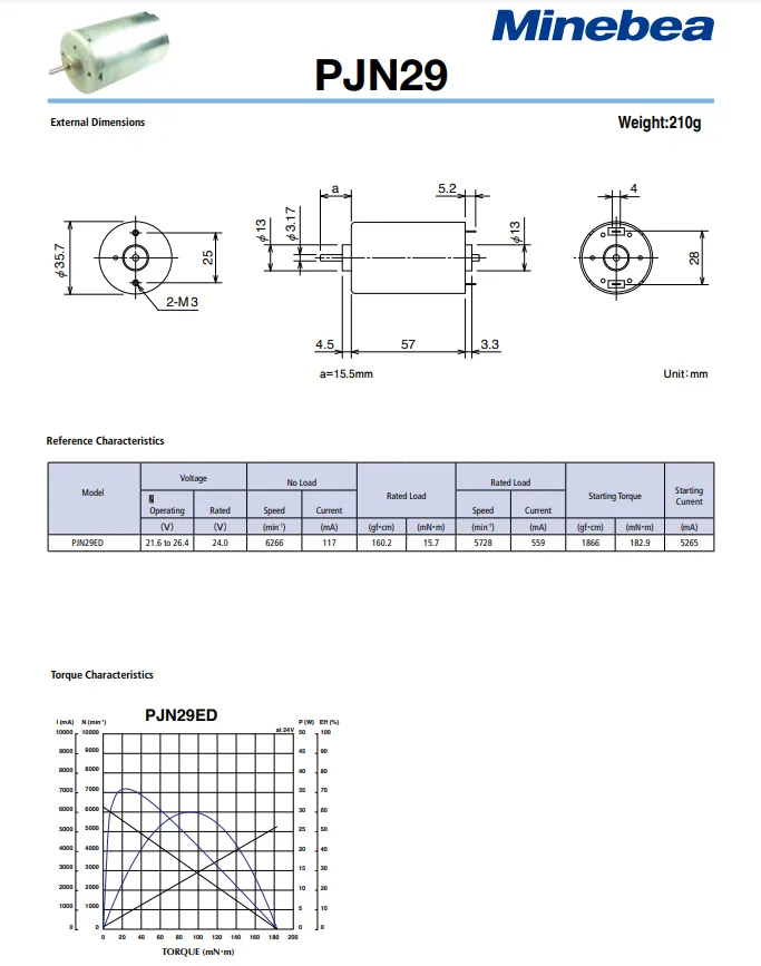 6-24V DC Brush Motor Round 35.7x75.3mm with 12 Teeth Copper Gear