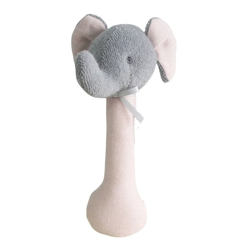 Alimrose - Elephant Stick Rattle - Linen & Pink