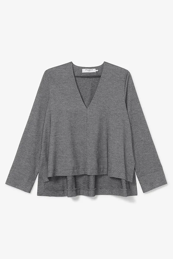 Annette Top - Flannel Twill :: Charcoal Melange