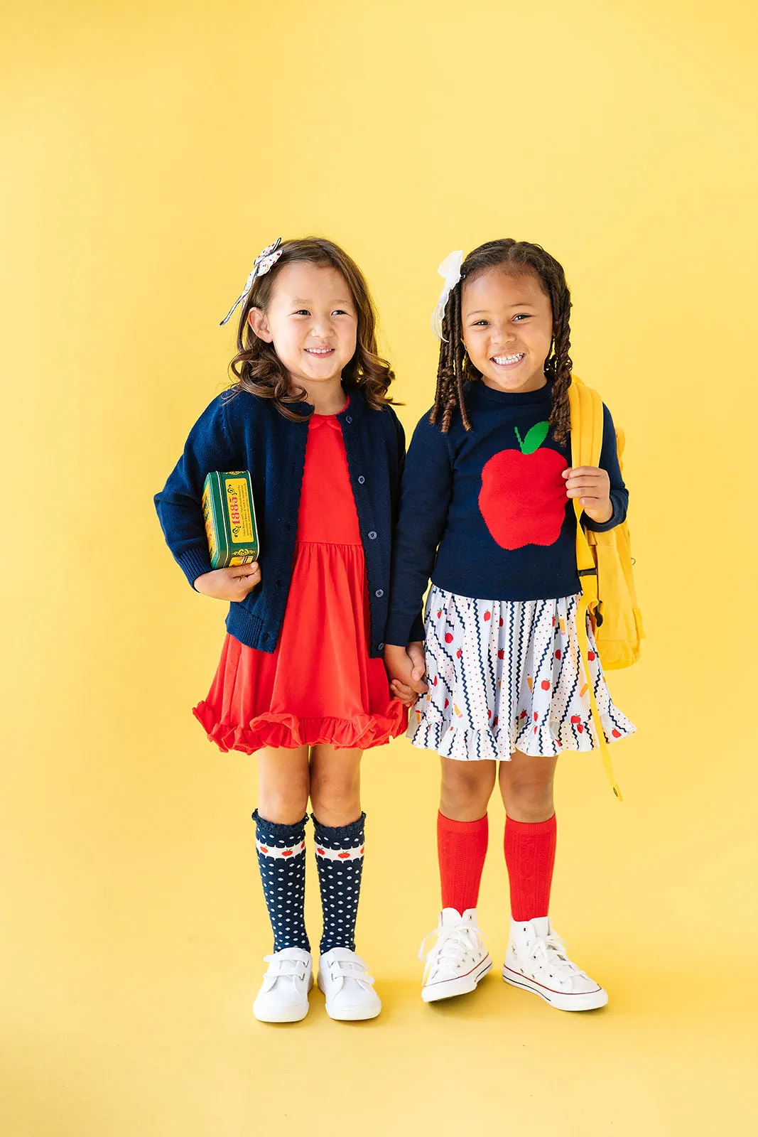 Apple Lace Top Knee High Socks - Bright Navy