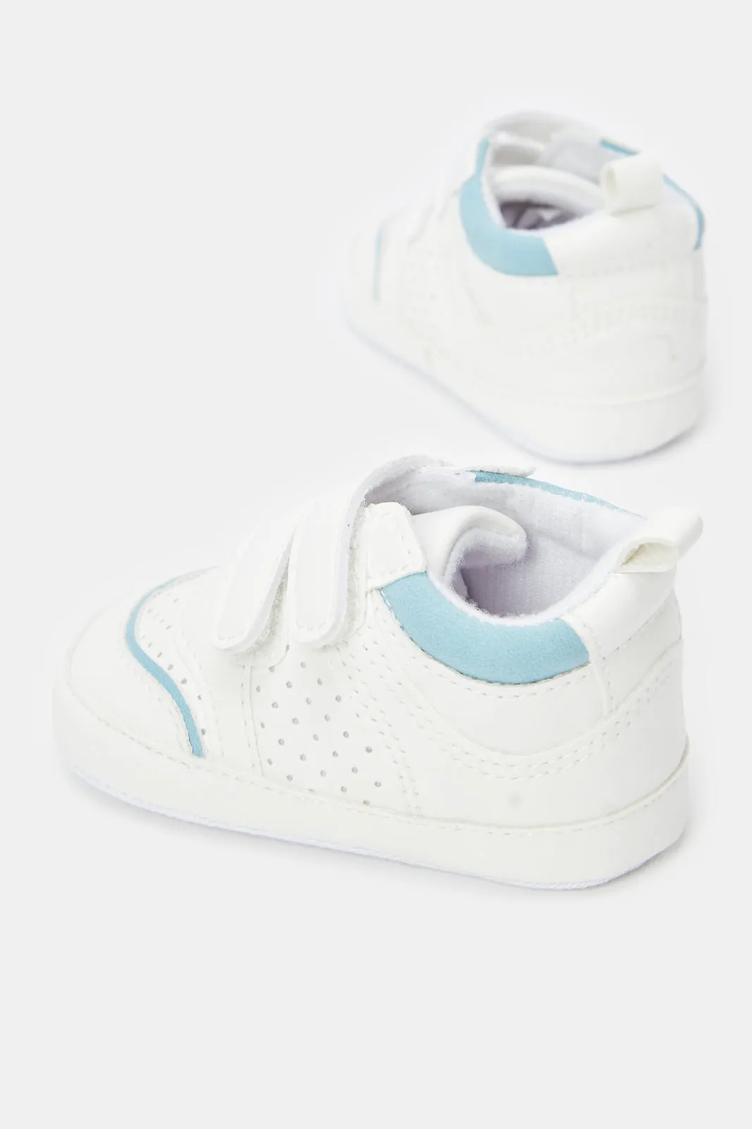 Babies White Double Strap Pram Shoes