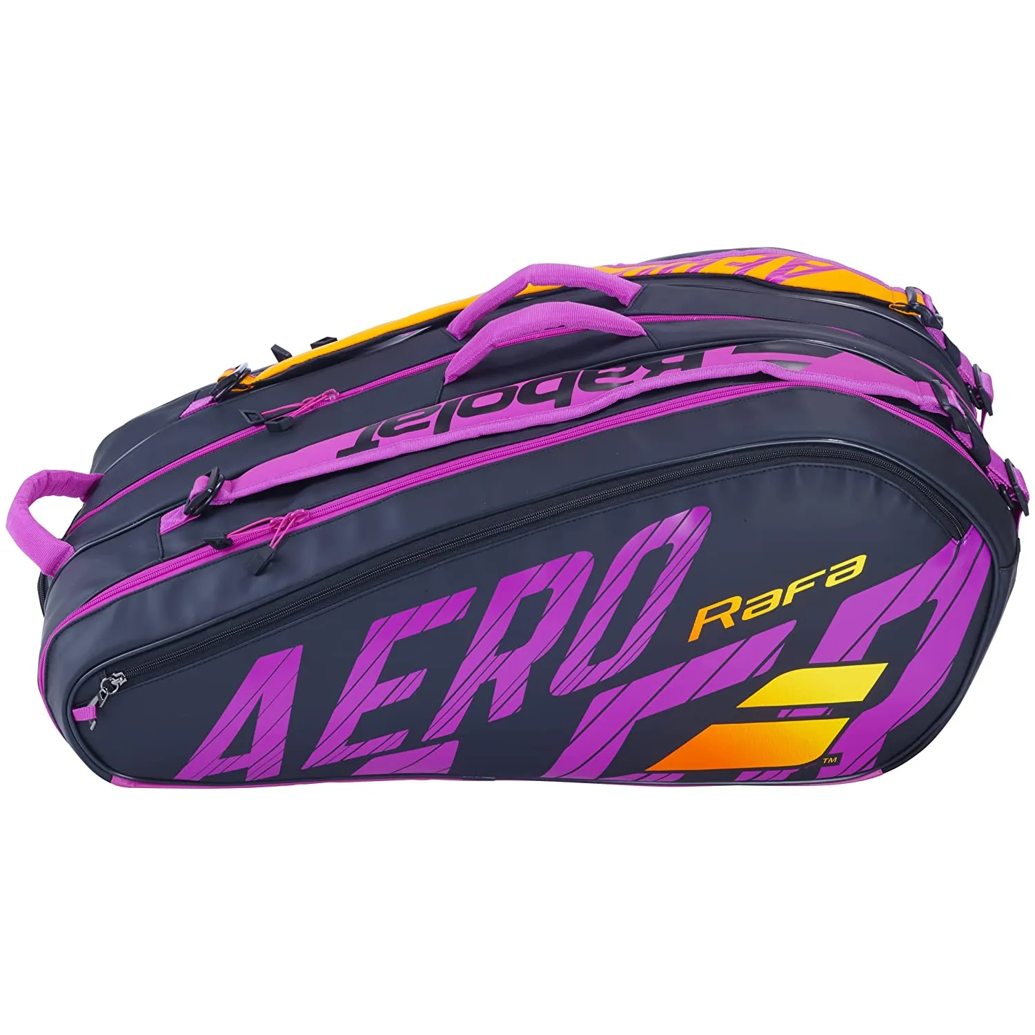 Babolat RH12 Pure Aero Rafa Tennis Kitbag, Black/Orange/Purple