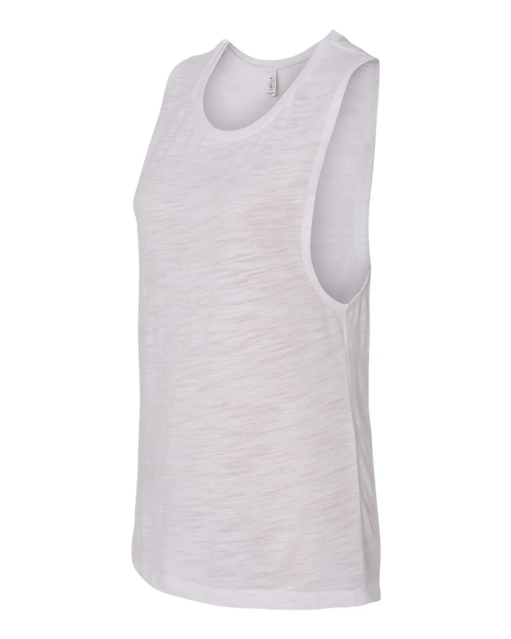 Bella   Canvas 8803 Women's Flowy Scoop Muscle Tank - White Slub