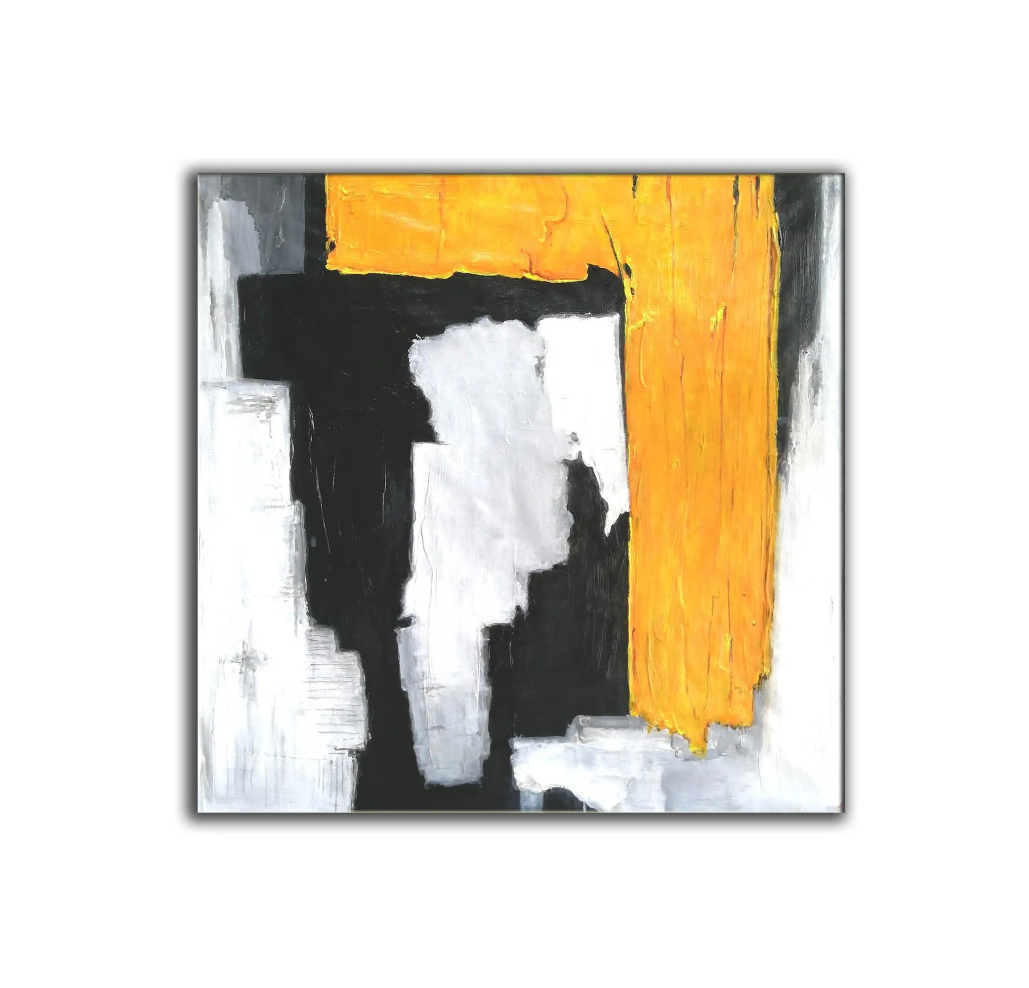 Black And White Yellow Abstract Painting Modern Art On Canvas Sp066