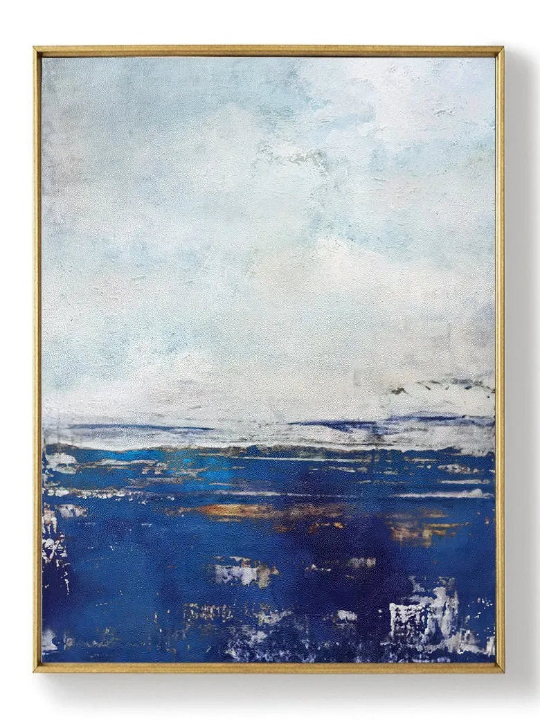 Blue And White Abstract Painting Large Abstract Sky Painting on Canvas Dp101