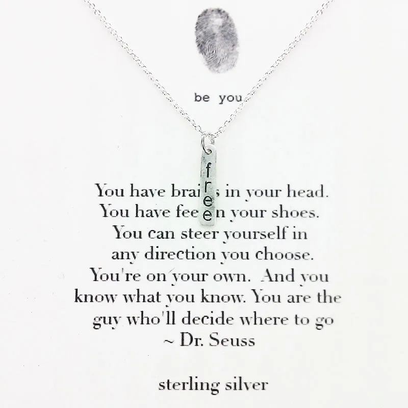 b.u. Dr. Seuss Freedom Quote Necklace