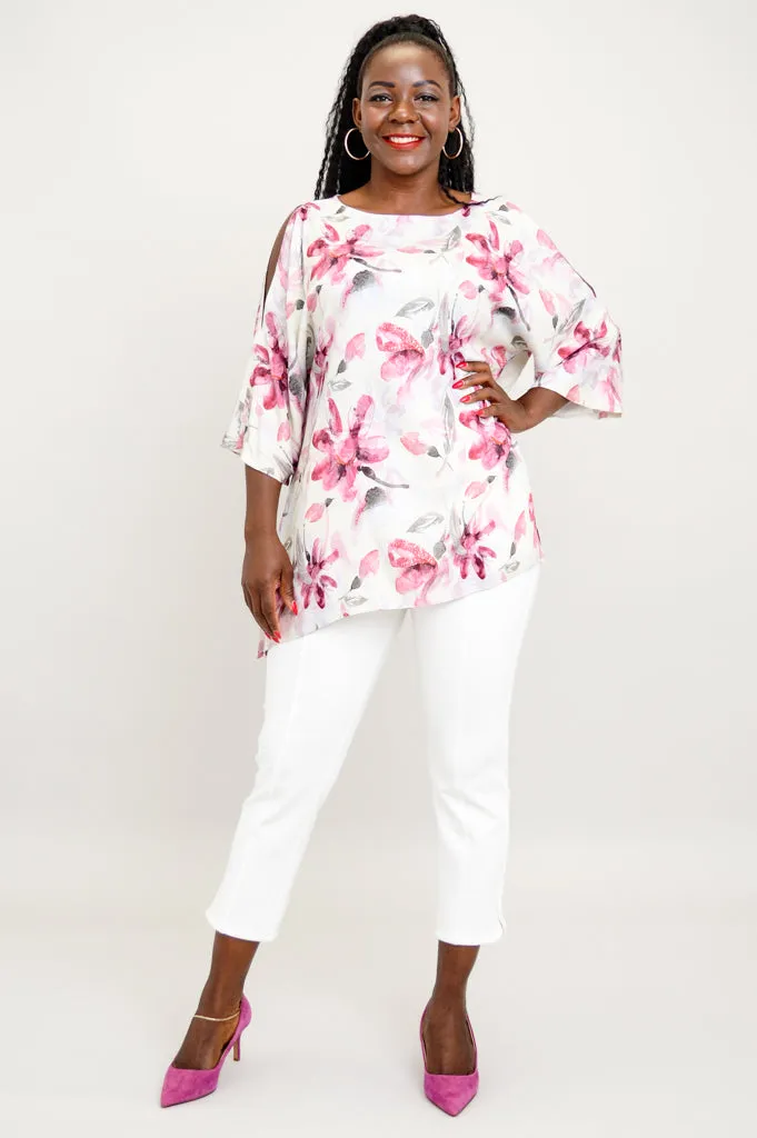 Cassie Top, Flori, Linen Bamboo - Final Sale