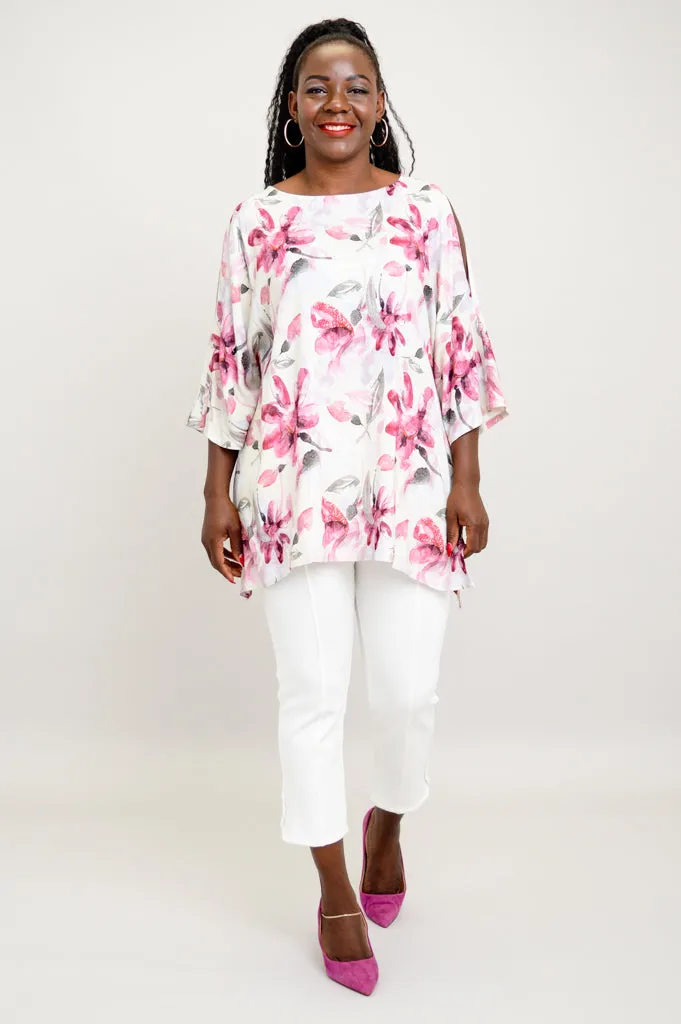 Cassie Top, Flori, Linen Bamboo - Final Sale