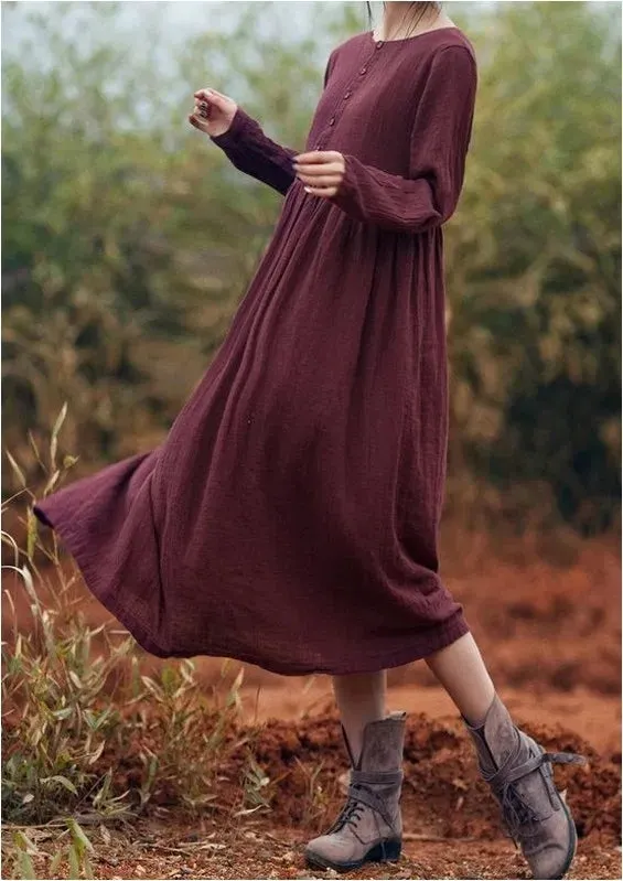 Casual And Comfortable Round Neck Long Sleeve Dress