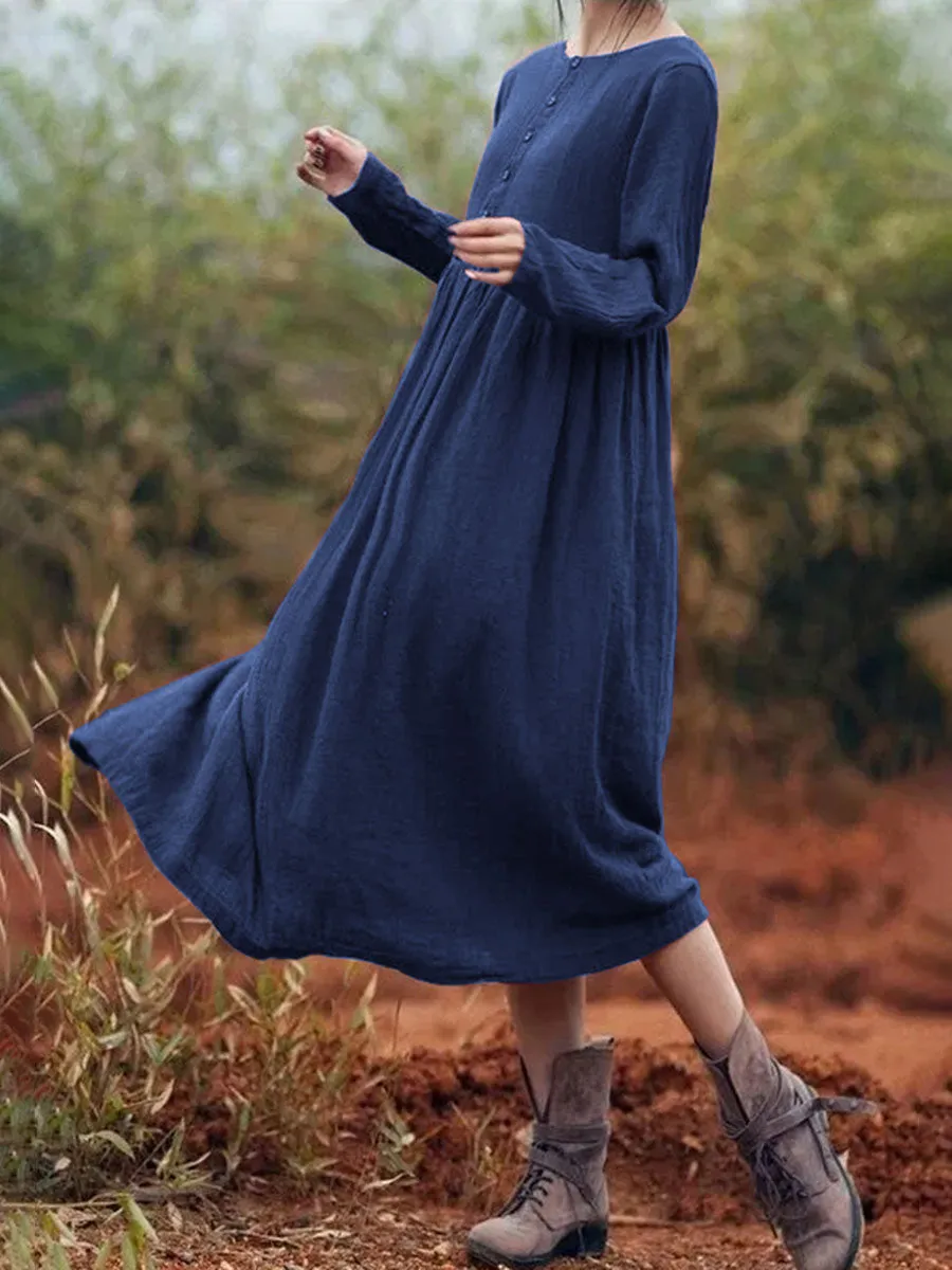 Casual And Comfortable Round Neck Long Sleeve Dress