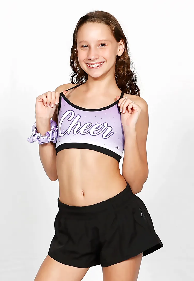 Cheer Rhinestone Sports Bra   Scrunchie Set