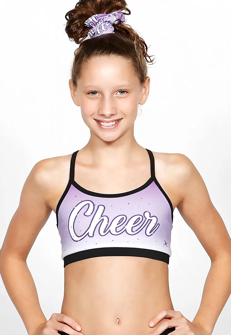 Cheer Rhinestone Sports Bra   Scrunchie Set