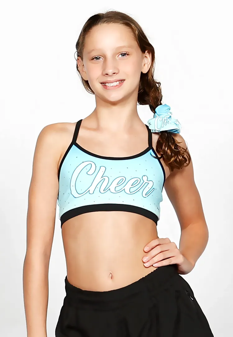 Cheer Rhinestone Sports Bra   Scrunchie Set