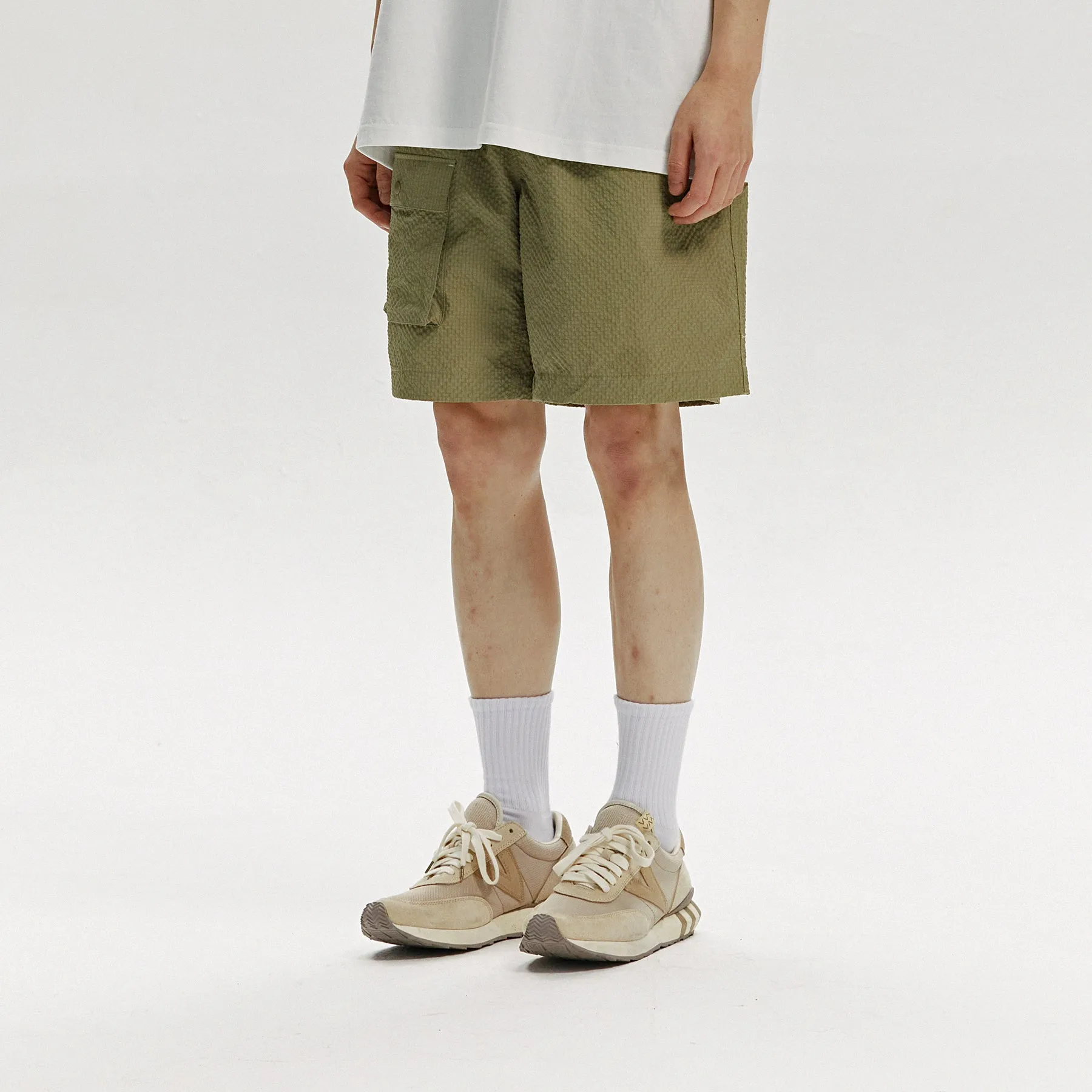 COMFORTABLE BANDING SHORTS - MOSS GREEN