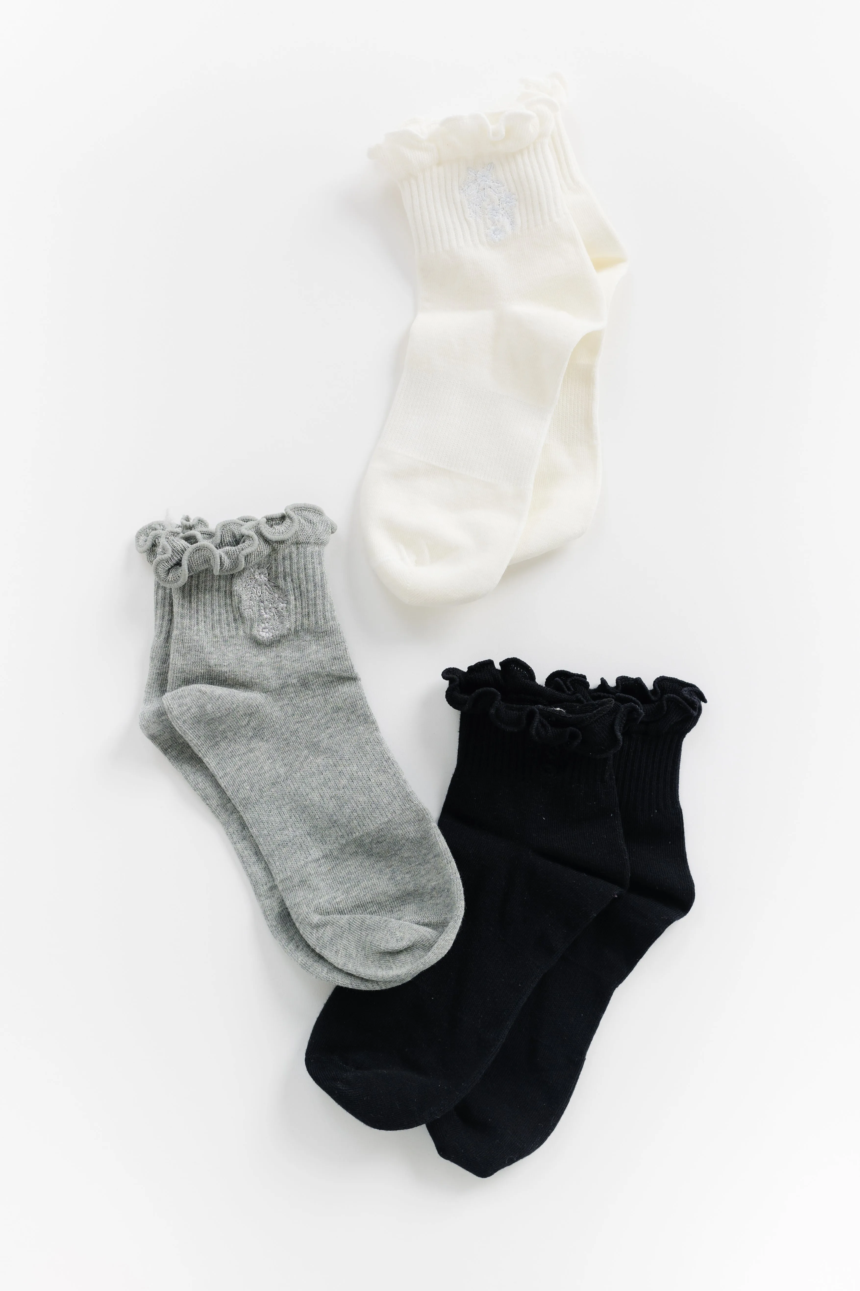 Cove Ruffle Quarter Socks 3 Pack