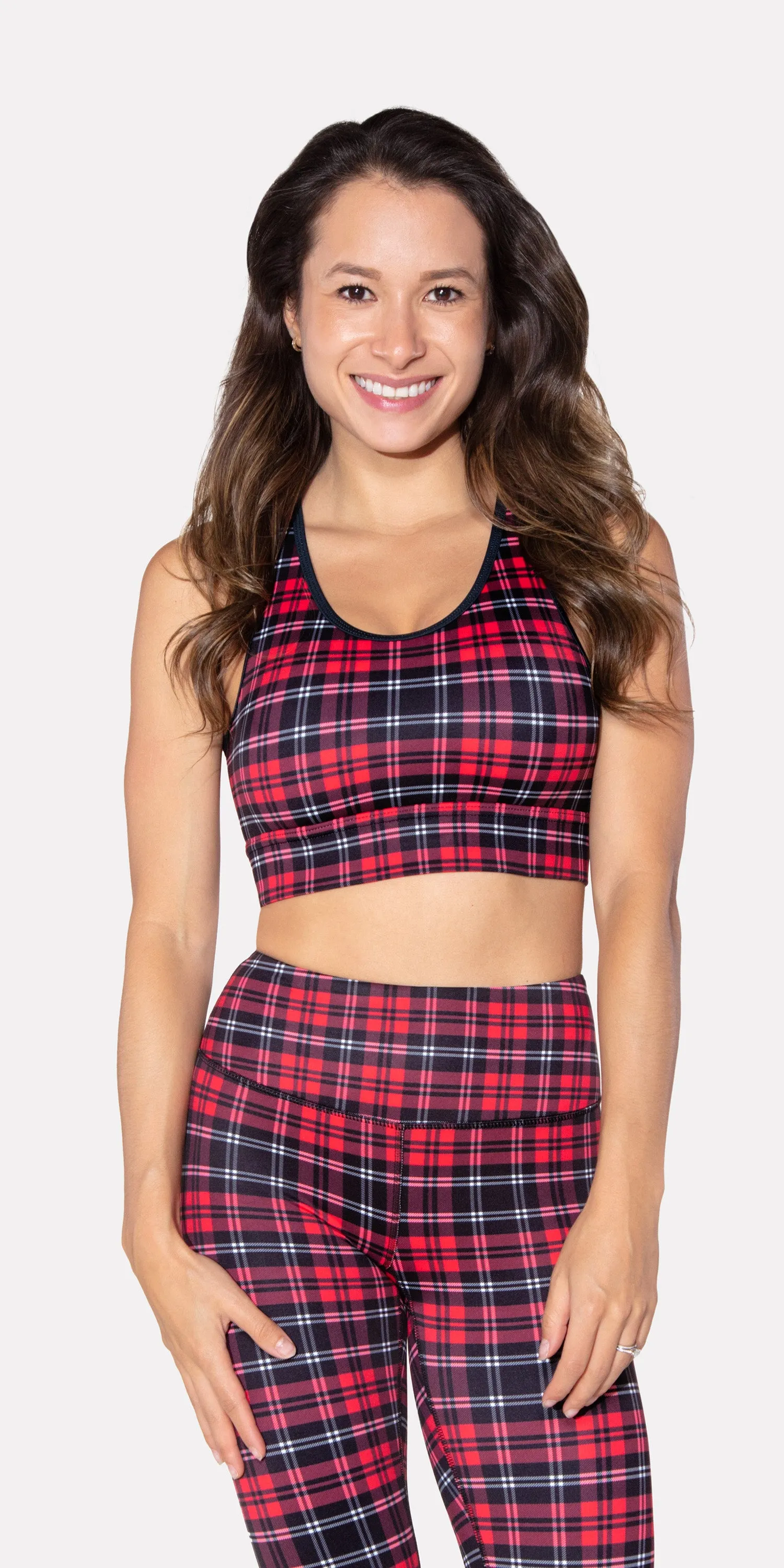 Crimson Plaid - Sports Bra