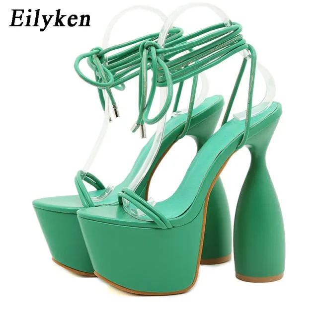 Cross Straps Thick-soled Strange High-heeled Sandals