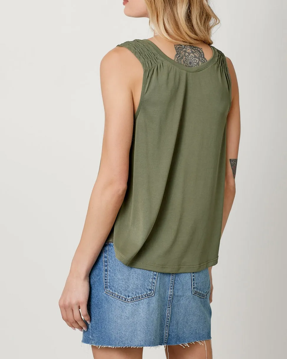 Cupro Modal Smocked Shoulder Tank