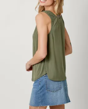 Cupro Modal Smocked Shoulder Tank