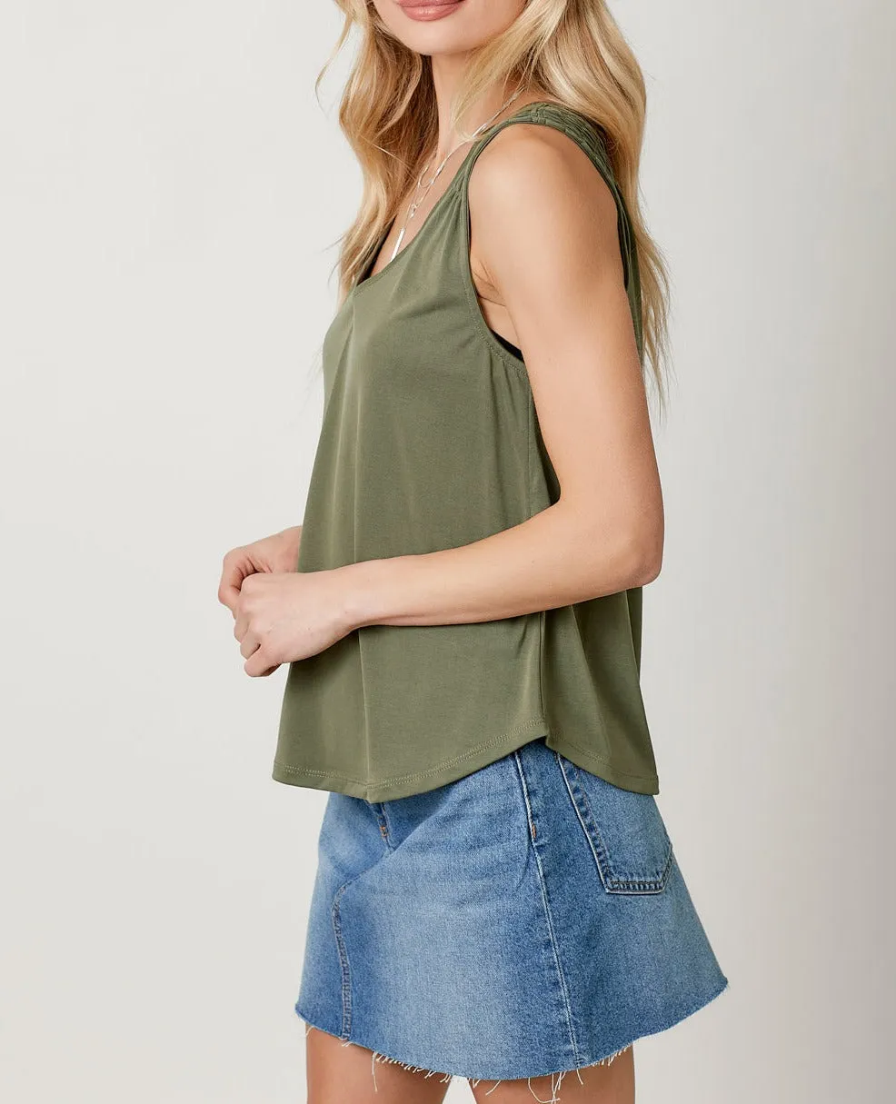 Cupro Modal Smocked Shoulder Tank