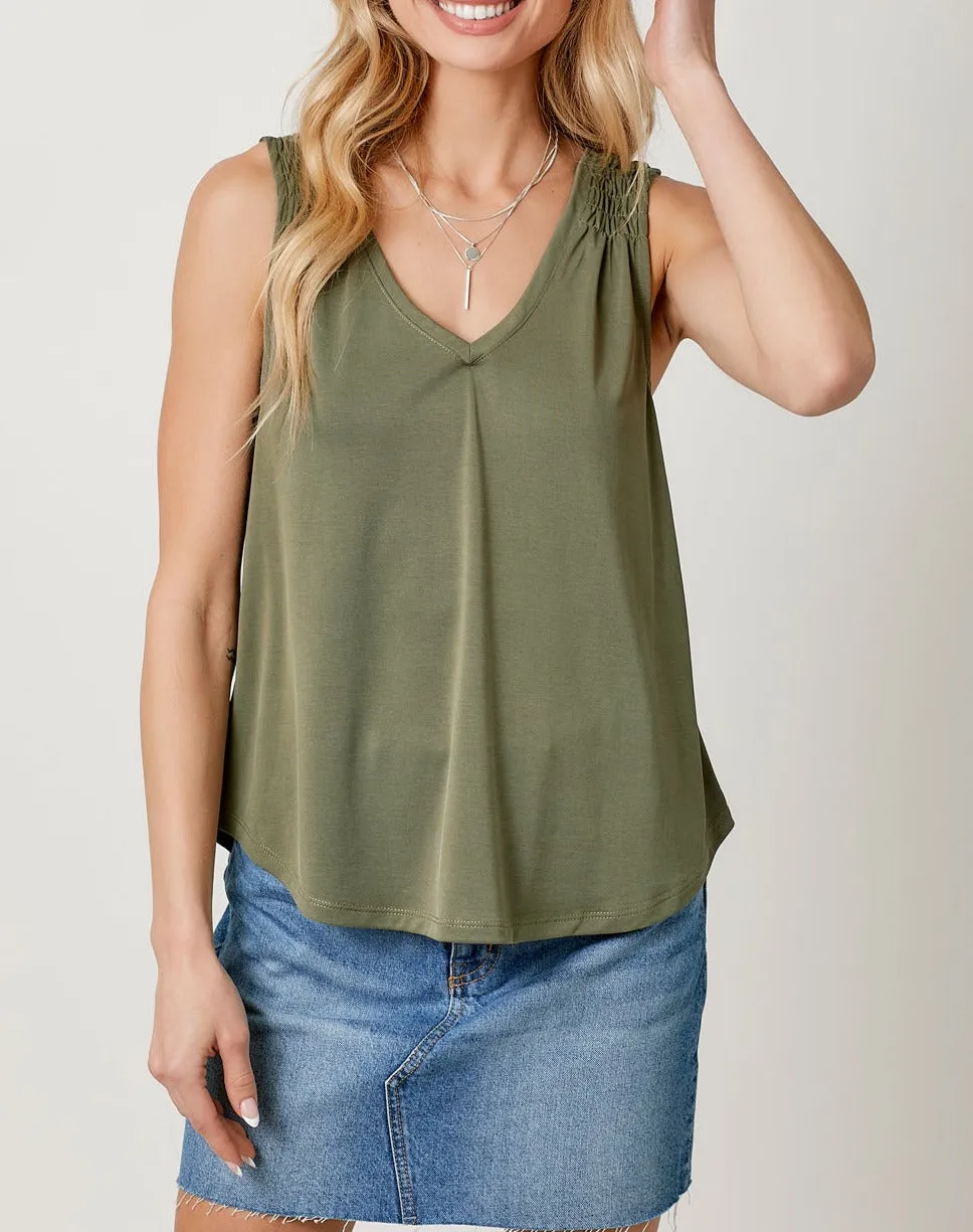 Cupro Modal Smocked Shoulder Tank