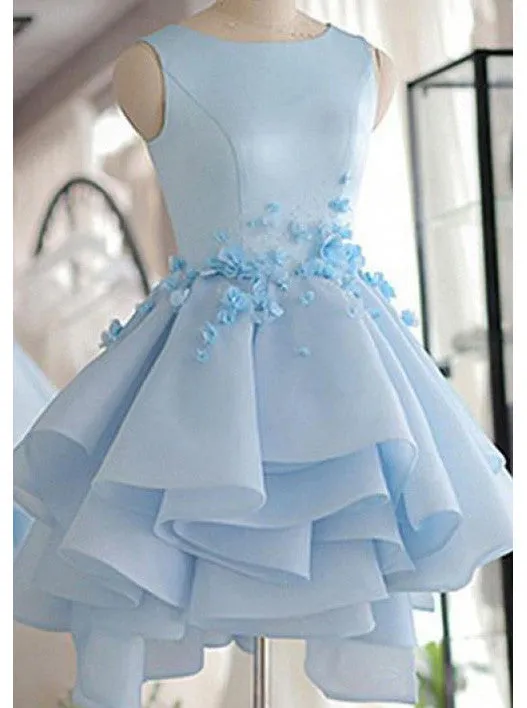 Cute Sky Blue A-line Short Prom Dresses Puffy Homecoming Dress