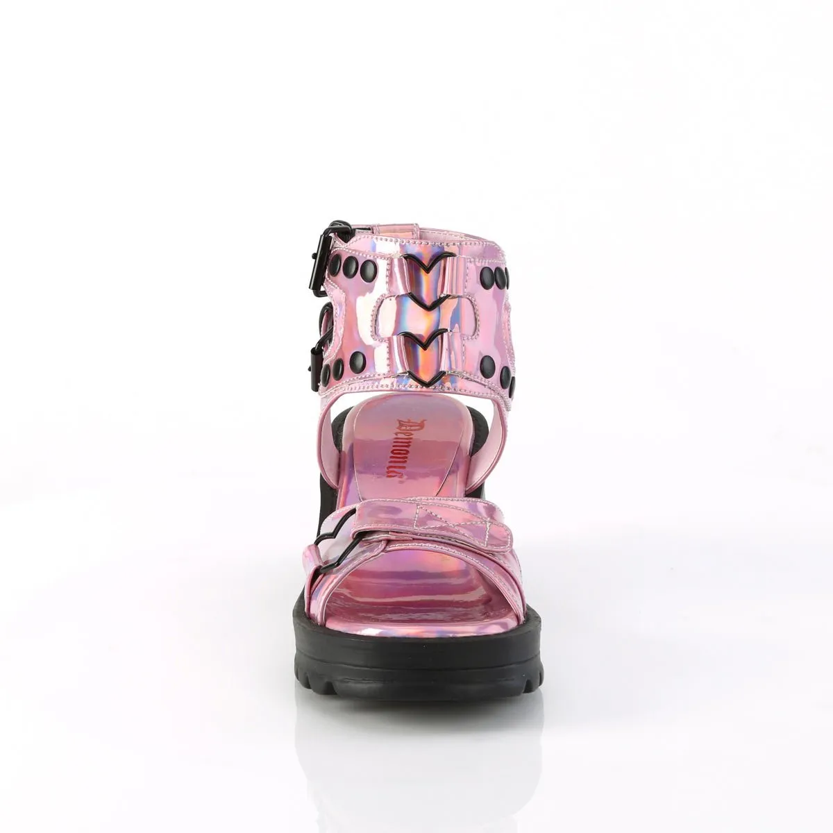 Demonia BRATTY-07 | Pink Holographic Patent Leather Sandals