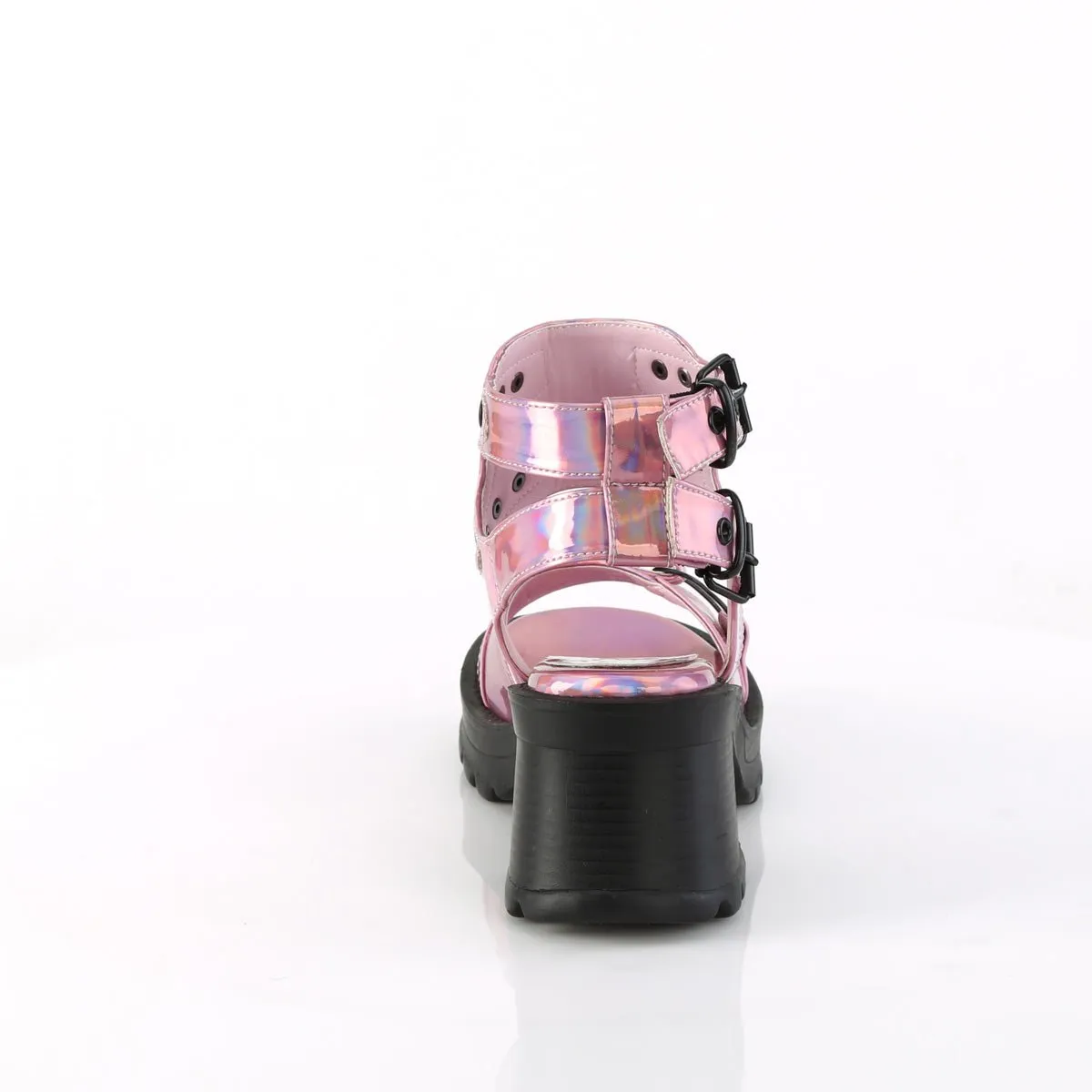 Demonia BRATTY-07 | Pink Holographic Patent Leather Sandals