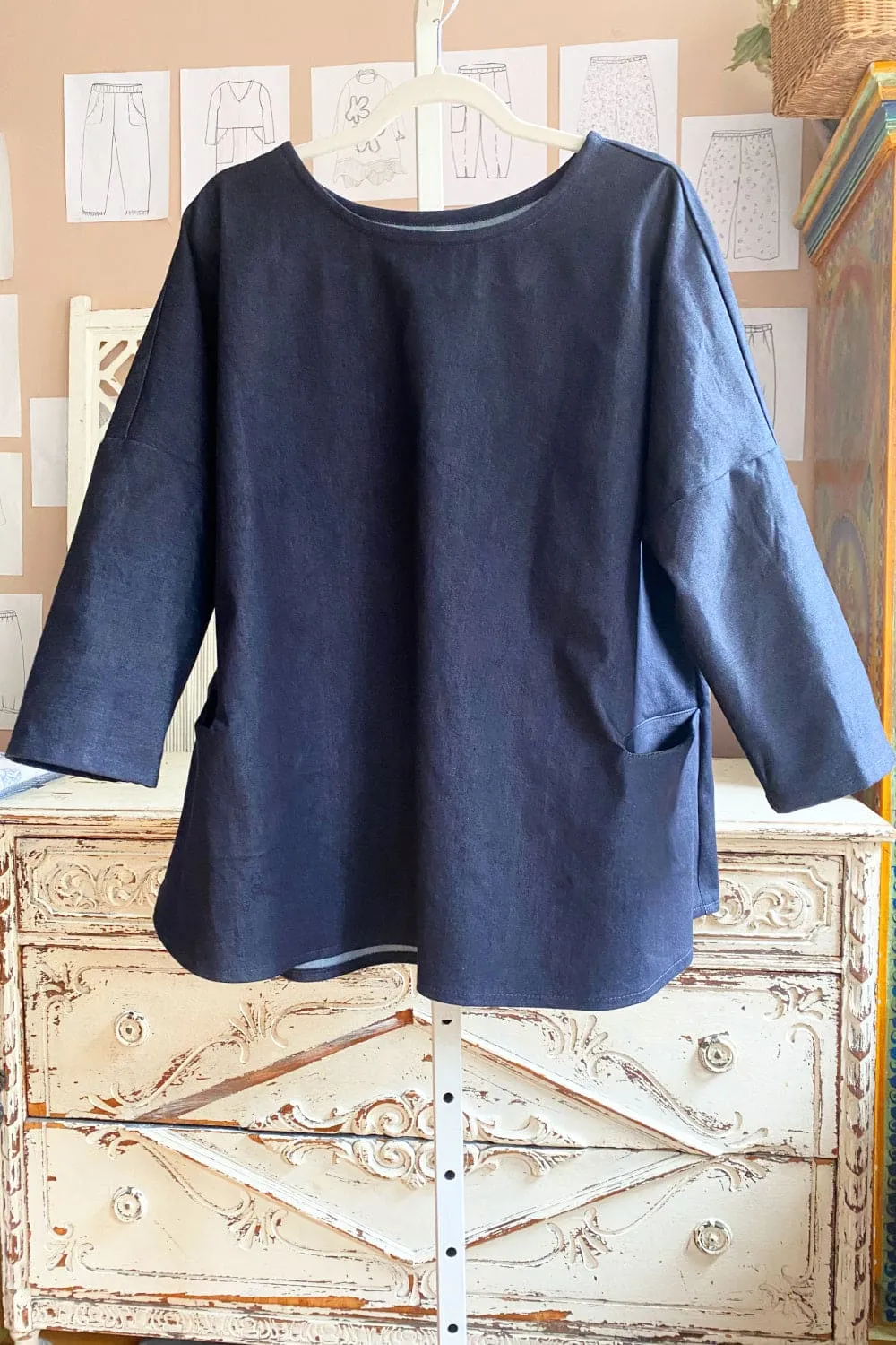 Denim Aline Two Pocket Top