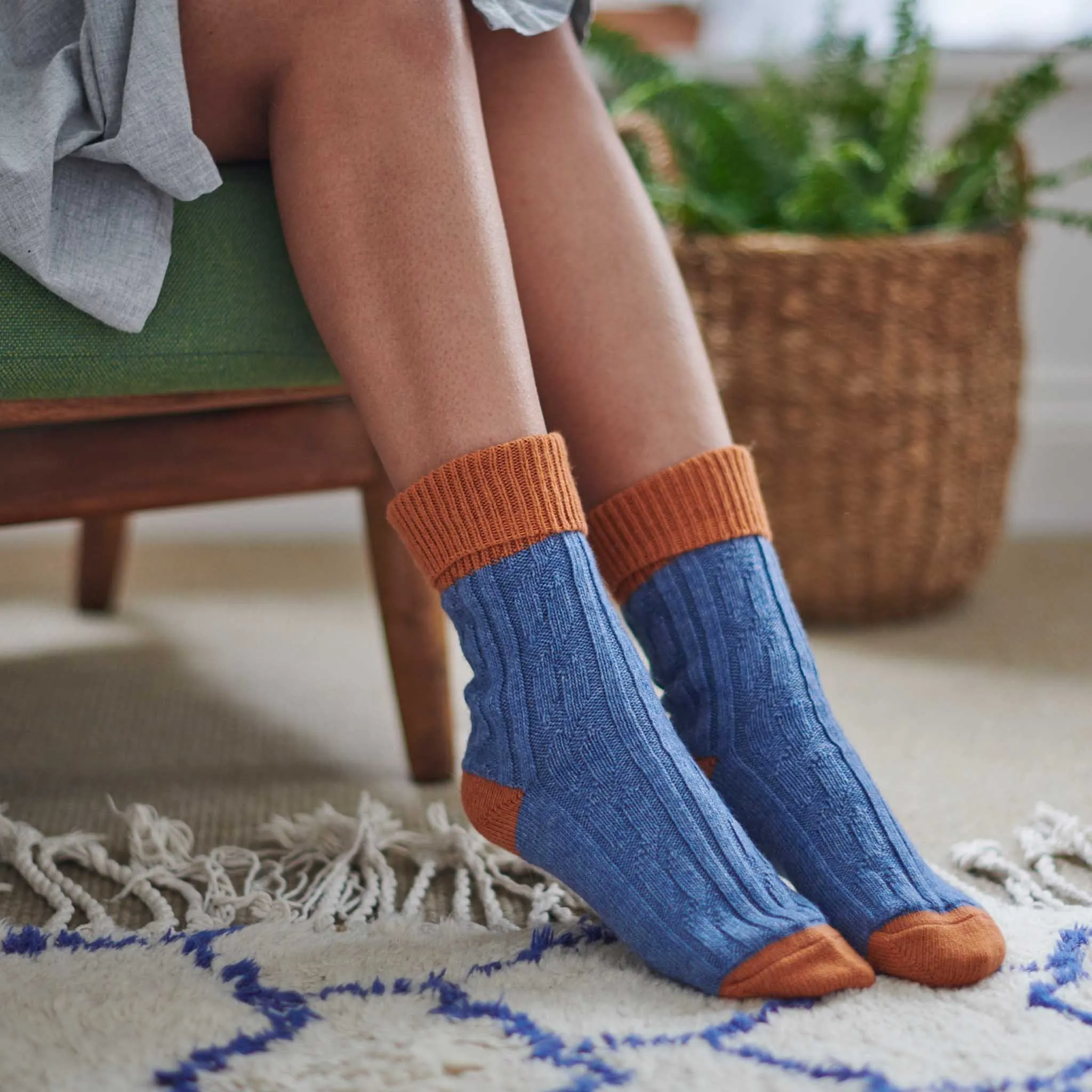 Denim & Saffron Cashmere Blend Slouch Socks