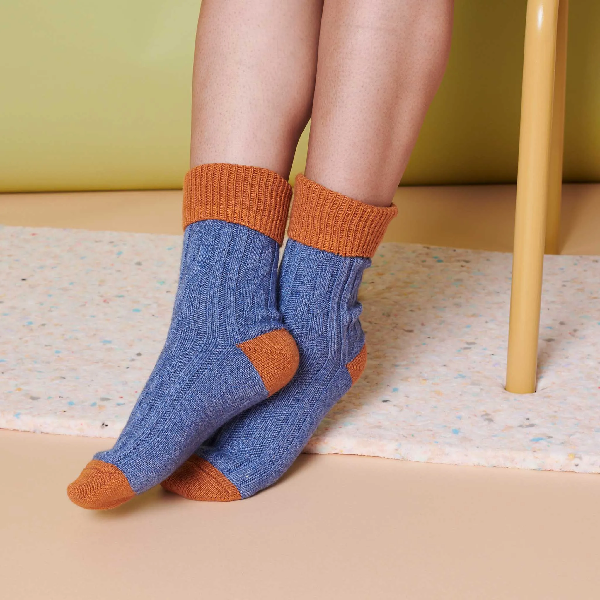 Denim & Saffron Cashmere Blend Slouch Socks