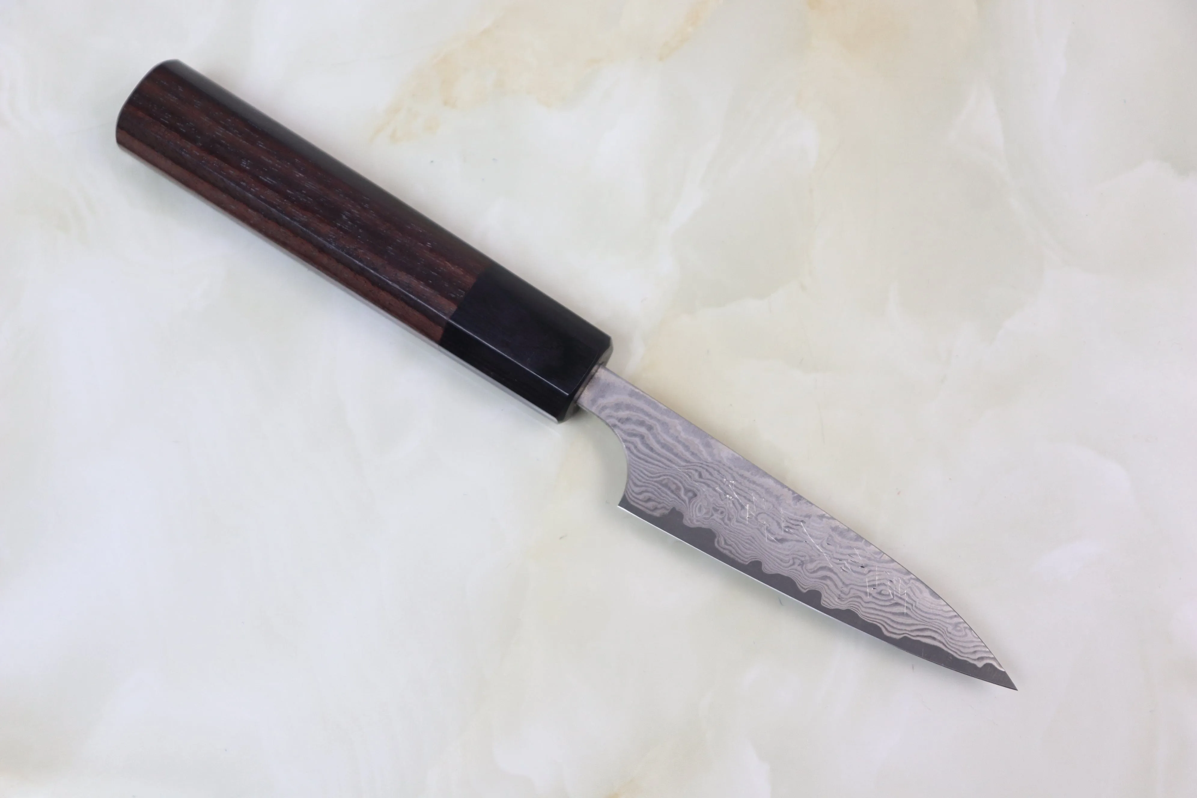 Fu-Rin-Ka-Zan R-2 Damascus Wa Series FRN-PA Wa Paring 90mm (3.5 inch, Octagon Shaped Red-Sandalwood Handle)