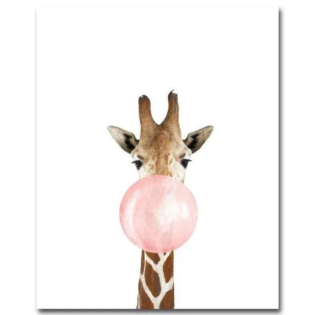 Giraffe Zebra Animal Poster