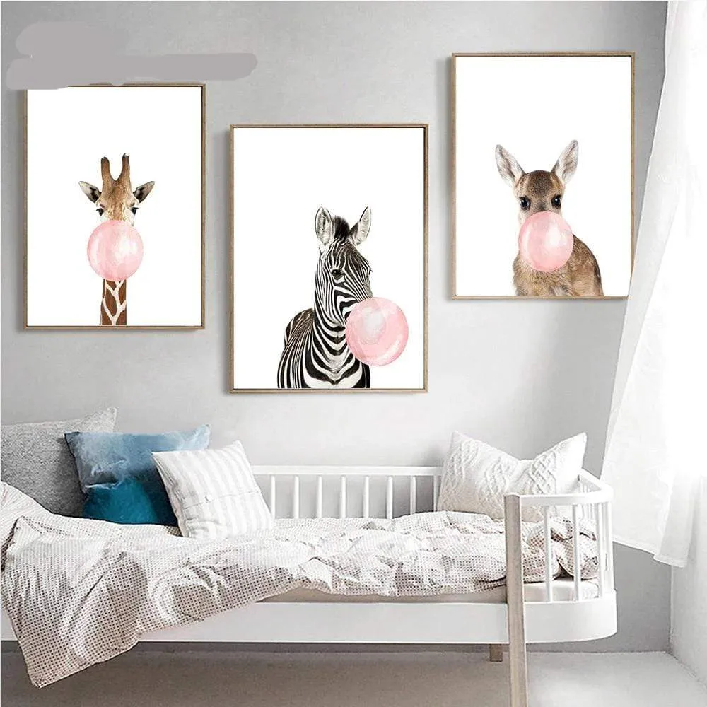 Giraffe Zebra Animal Poster