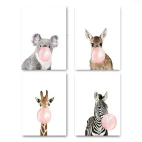 Giraffe Zebra Animal Poster