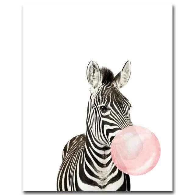 Giraffe Zebra Animal Poster