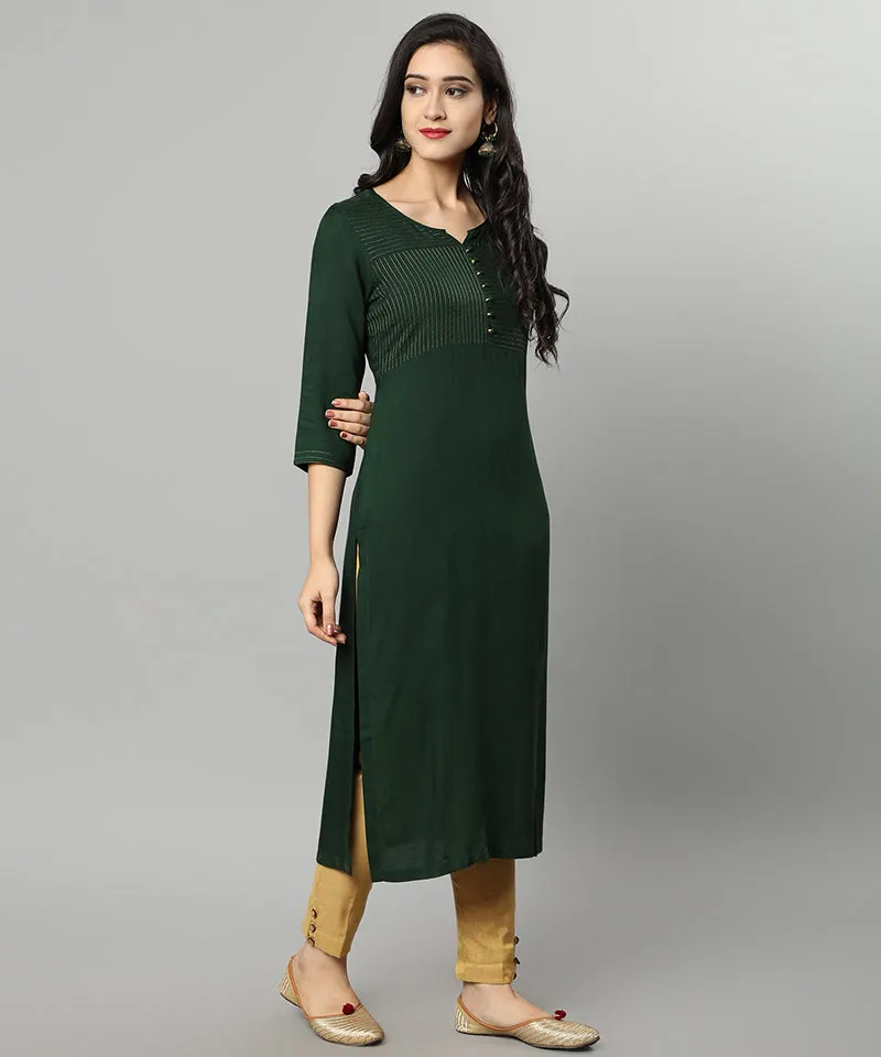 Green Rayon Sonapani Kurta