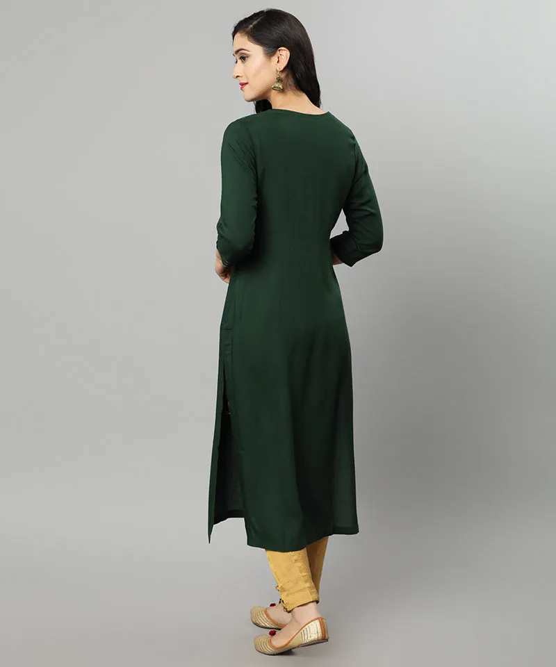 Green Rayon Sonapani Kurta