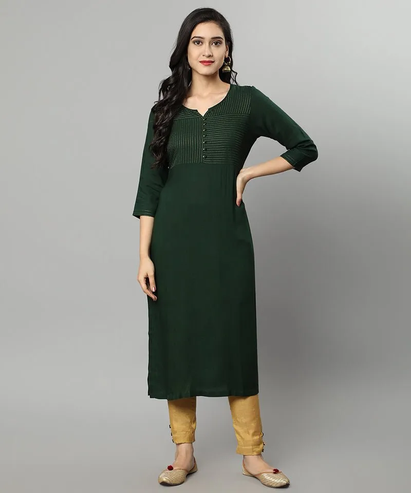 Green Rayon Sonapani Kurta