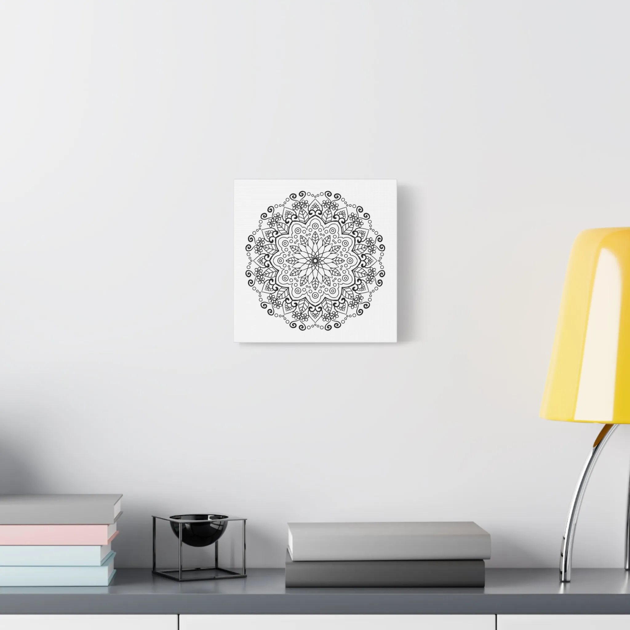 Handmade Mandala Art - Black & White Wall Art - Matte Canvas - Stretched