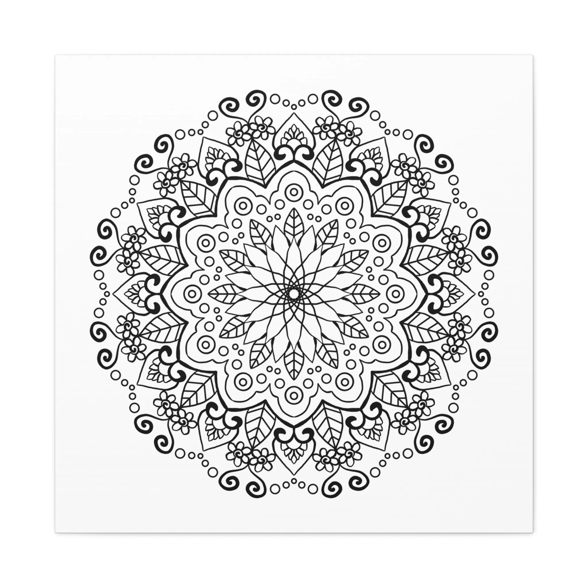 Handmade Mandala Art - Black & White Wall Art - Matte Canvas - Stretched