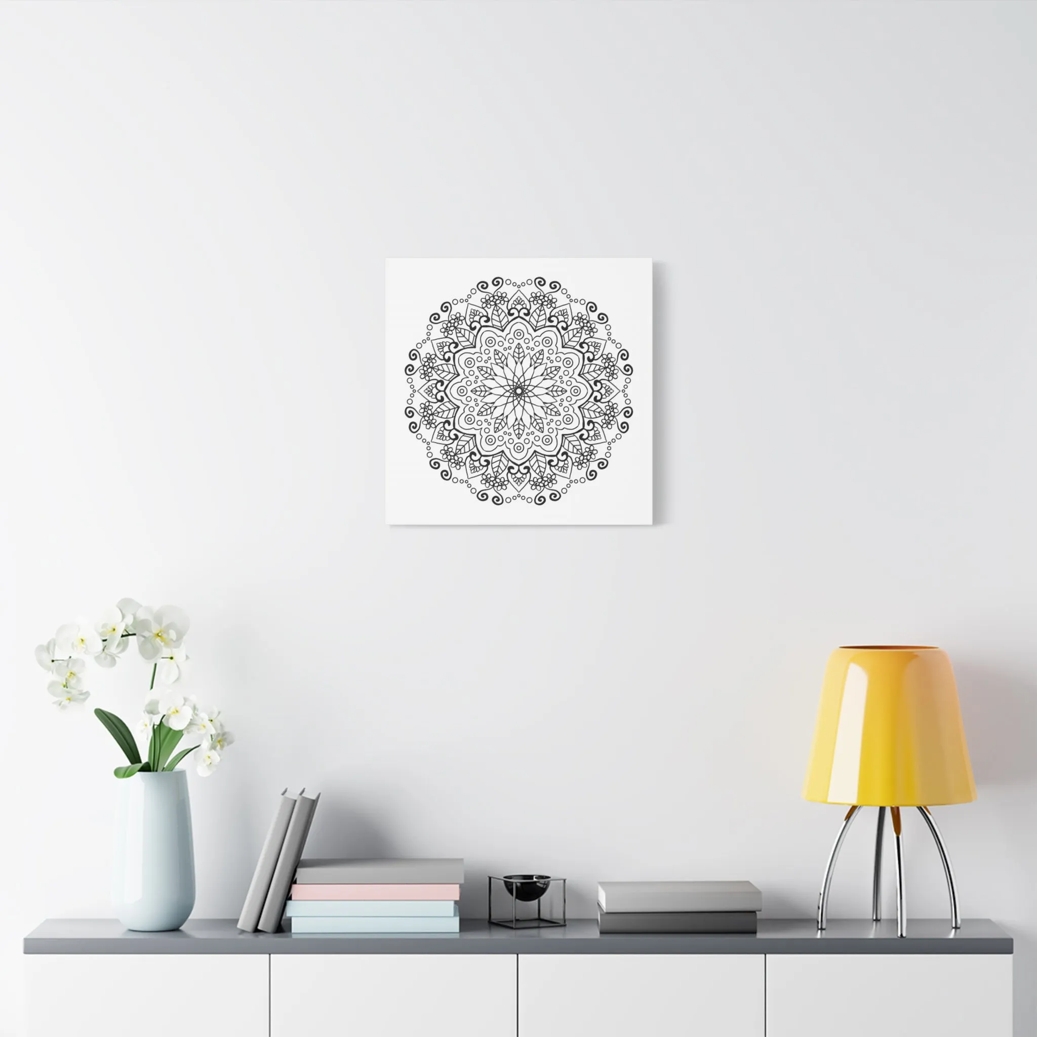 Handmade Mandala Art - Black & White Wall Art - Matte Canvas - Stretched