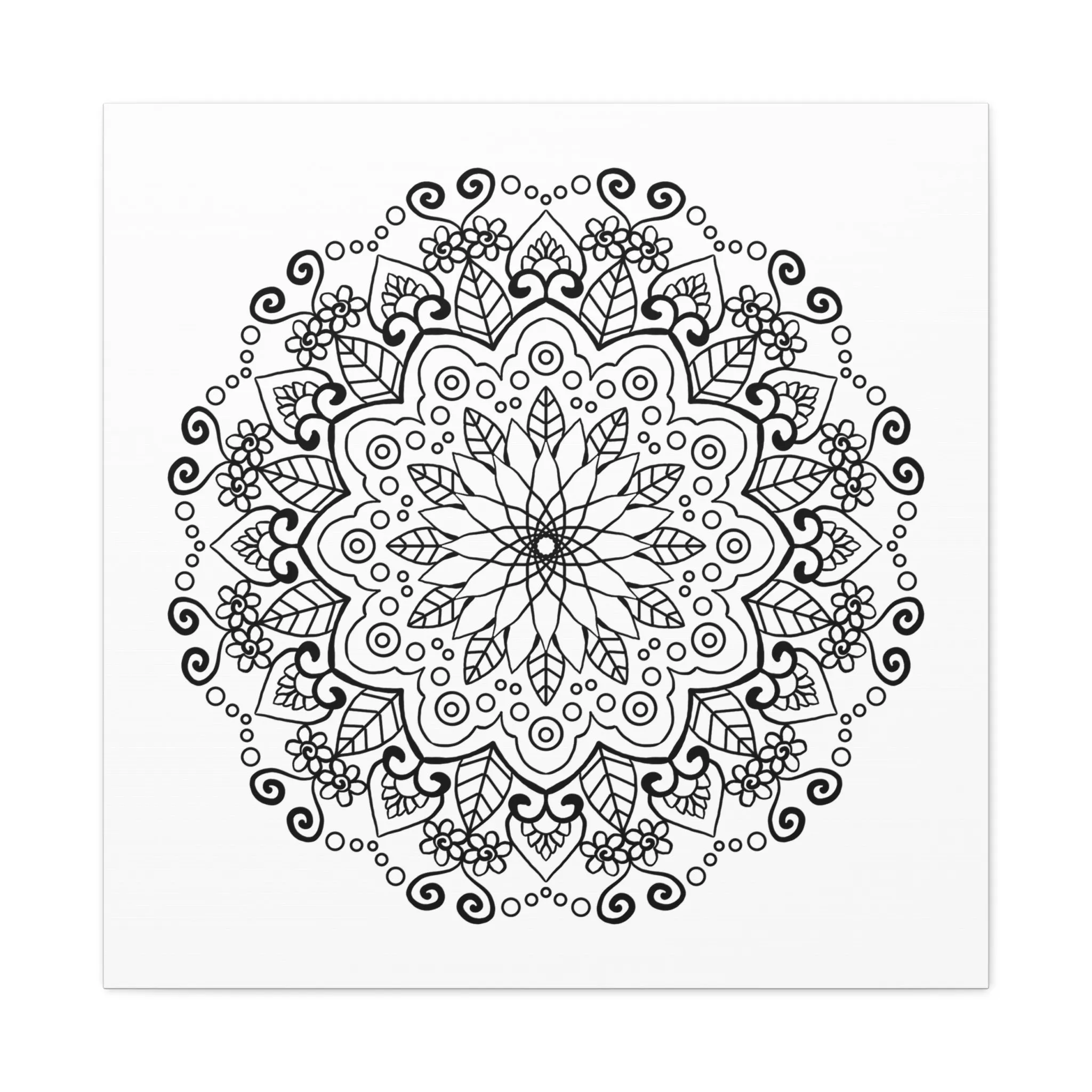 Handmade Mandala Art - Black & White Wall Art - Matte Canvas - Stretched