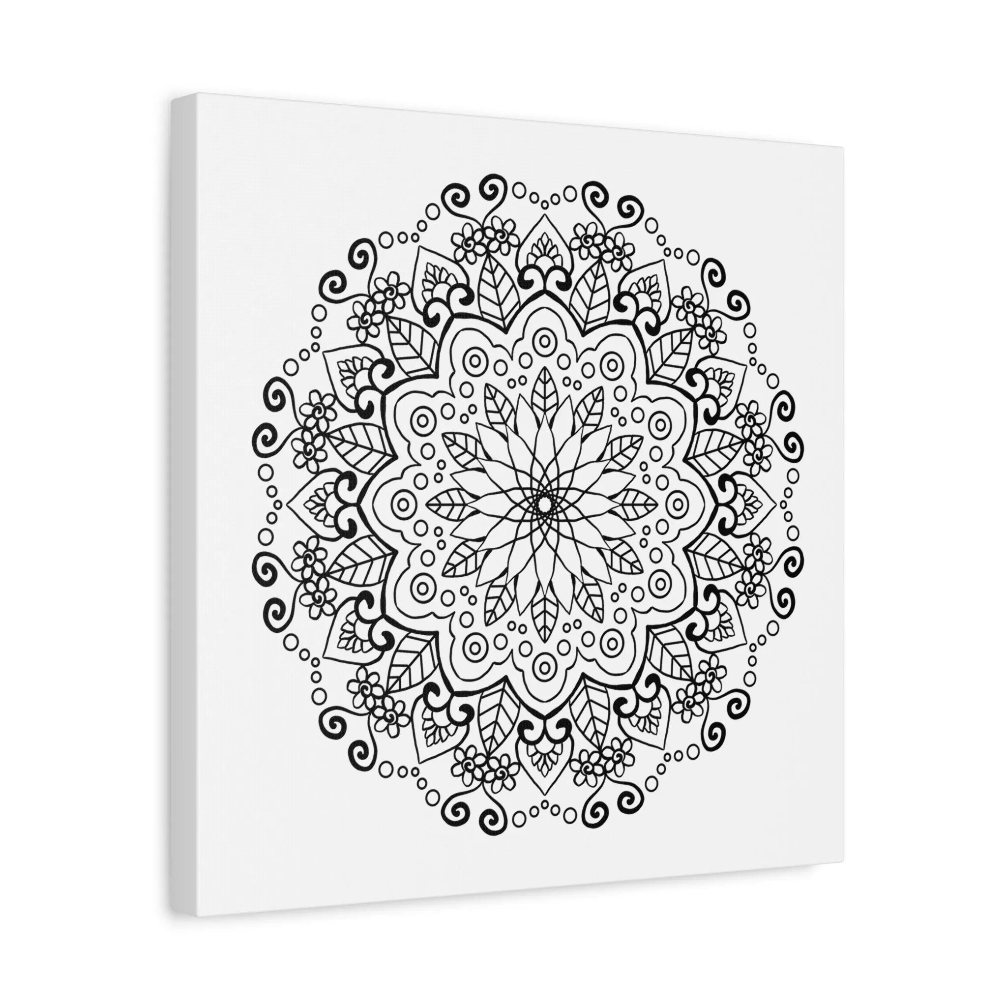 Handmade Mandala Art - Black & White Wall Art - Matte Canvas - Stretched