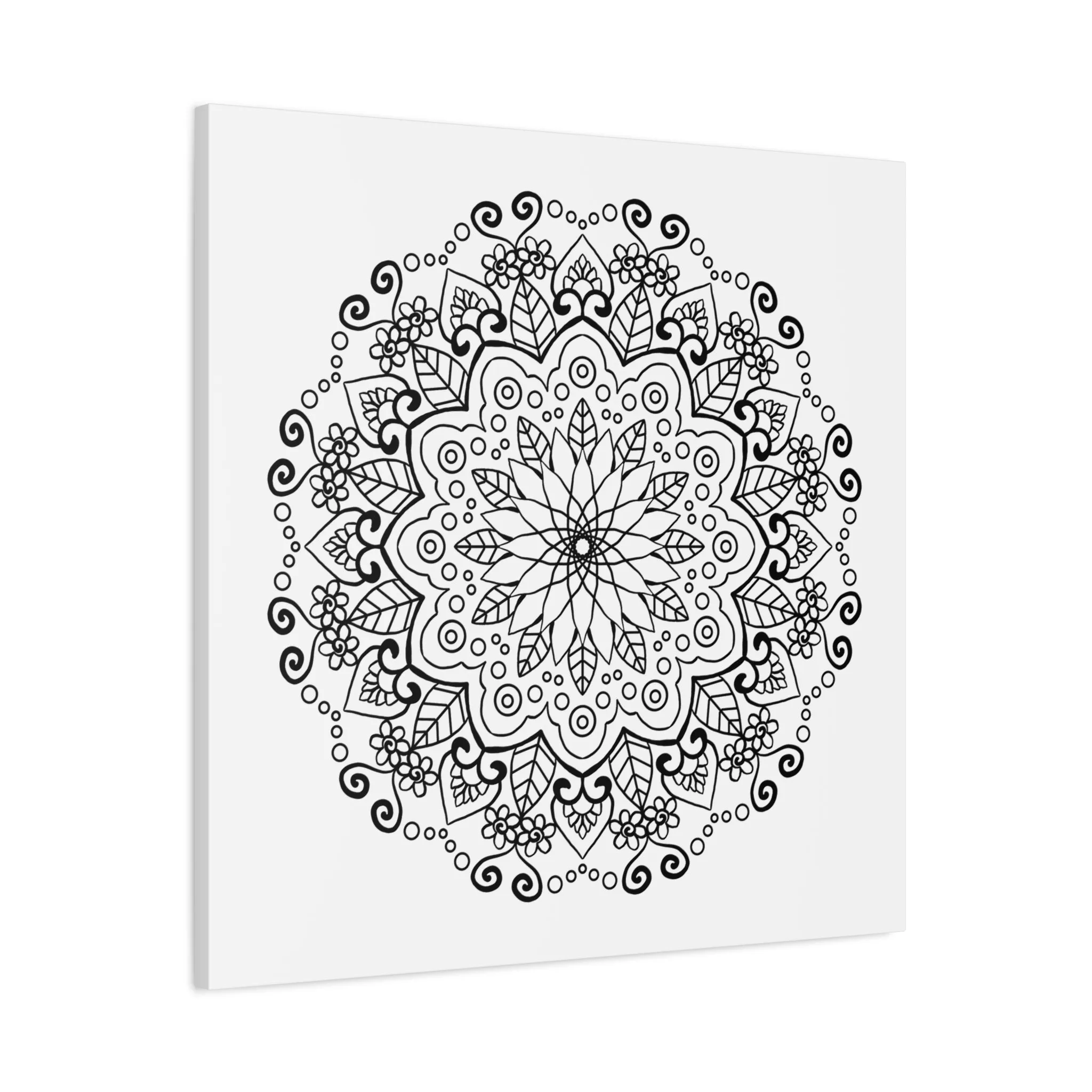 Handmade Mandala Art - Black & White Wall Art - Matte Canvas - Stretched