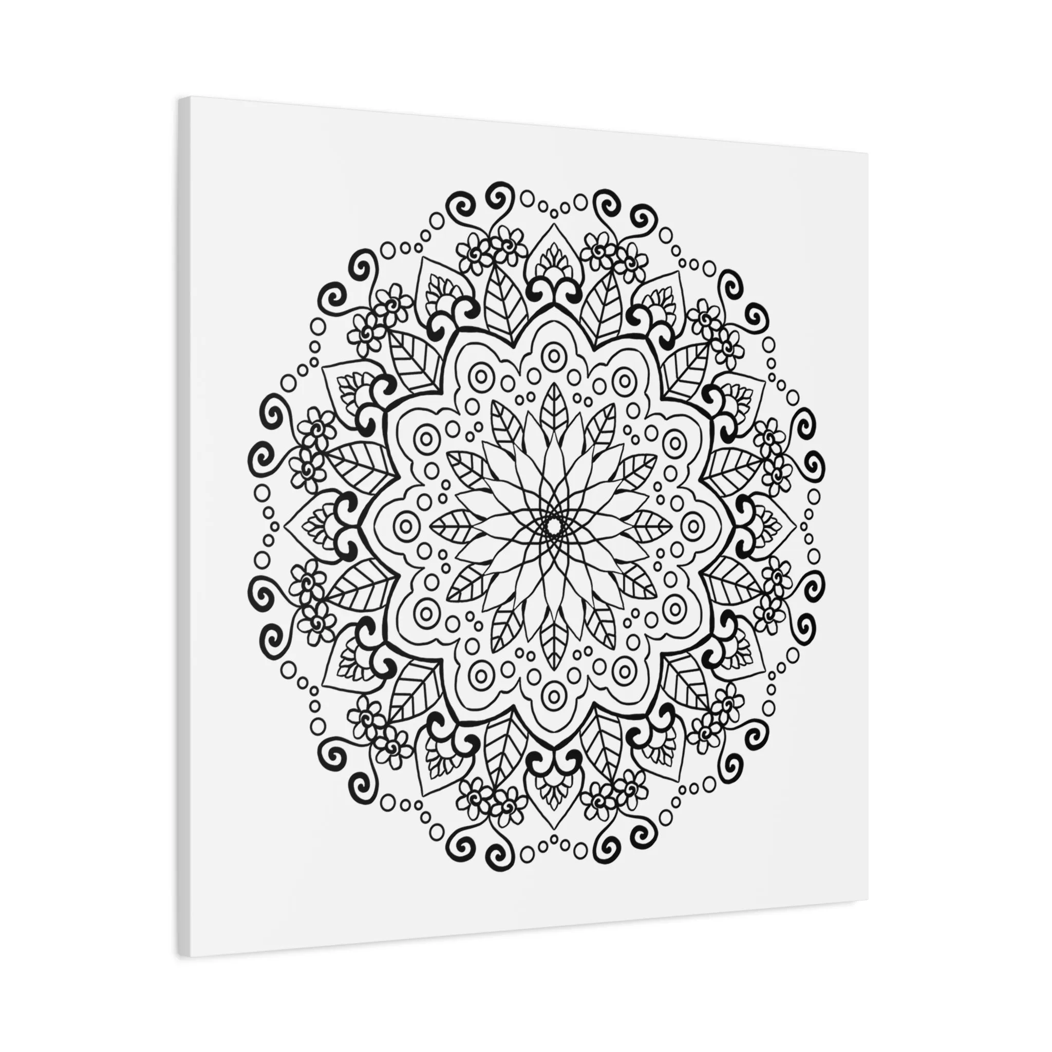 Handmade Mandala Art - Black & White Wall Art - Matte Canvas - Stretched